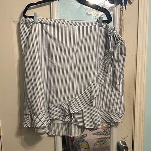 J. Crew Blue and White Striped Wrap Skirt